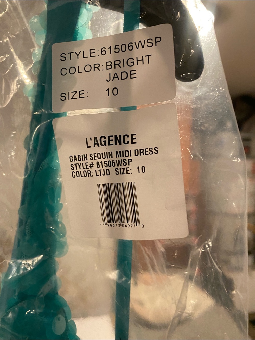 L'AGENCE Gabin  seafoam Sequin Midi Dress NWT - Picture 10 of 10